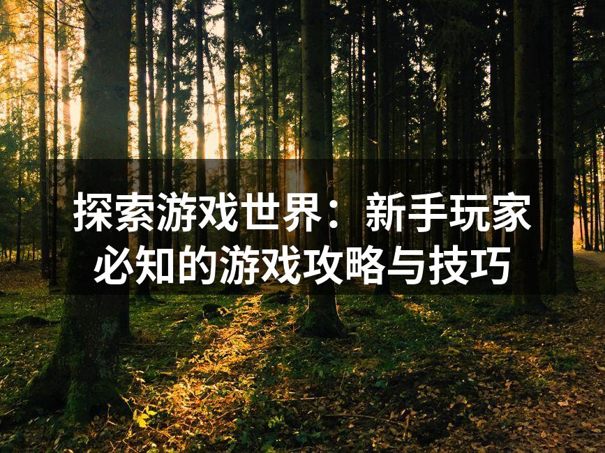探索游戏世界：新手玩家必知的游戏攻略与技巧